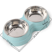 Double Pet Bowls Food & Water Feeder Stainless Steel