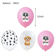 Pink Dog Paw Theme Birthday Party Decoration