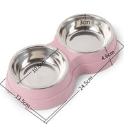 Double Pet Bowls Food & Water Feeder Stainless Steel