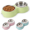 Double Pet Bowls Food & Water Feeder Stainless Steel