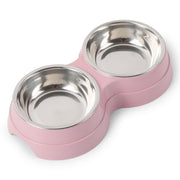 Double Pet Bowls Food & Water Feeder Stainless Steel