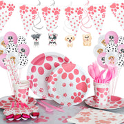 Pink Dog Paw Theme Birthday Party Decoration