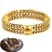 Strong Dog Collar Gold Stainless Steel