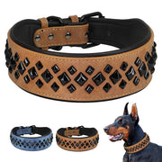 Spiked Studded Dog Collar Luxurious Leather